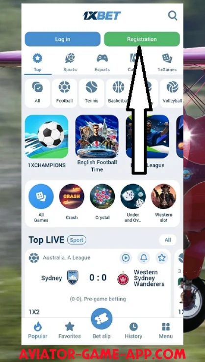 1xBet App Register button