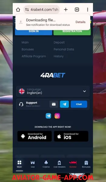 4RaBet App Downloading